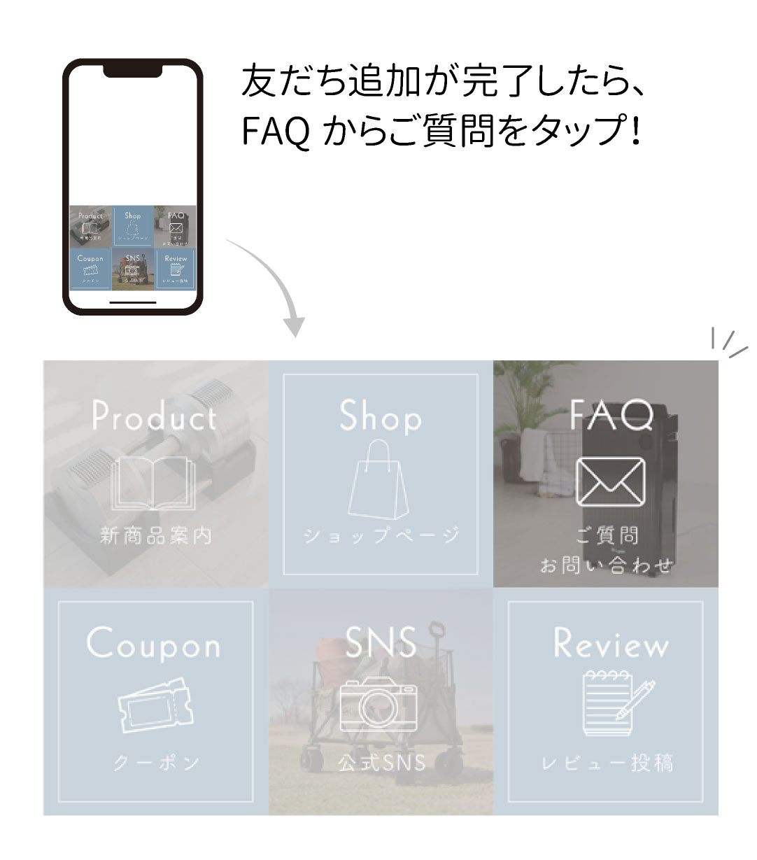 友達追加が完了したらFAQからご質問をタップ！